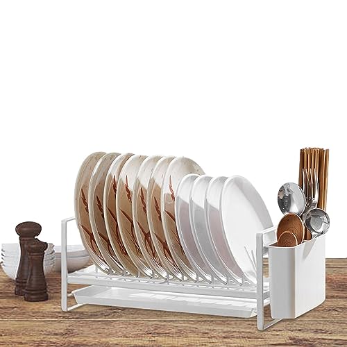 PRIMUZ Secador de platos, soporte para utensilios de cocina, estante para almacenamiento de platos para tablas de cortar, utensilios de horno, tapa, escurridor para platos y platos