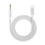 Câble Audio Auxiliaire Voiture pour iPhone 13，Auxiliaire Voiture Jack 3,5mm Stéréo Mâle Câble Compatible iPhone 12/11/XS MAX/XS/X/XR/8/8 Plus/7/7 Plus/iPad/iPod, Maison/Voiture stéréo- Argent（1M）