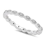Sterling Silver Stackable Endless Eternity Ring Cubic Zirconia Sterling Silver Size 2-12 Four Colors Available