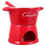 Schokoladenfondue Topf aus Keramik, Rot, für Schokolade, Käse und Butter