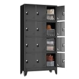 erosoei Metal Lockers for Employees, 12 Doors Metal Storage Locker with Card Slot and Ventilation Holes, Steel Employee lockers for Home Office School Gym Garage, Requires Installation