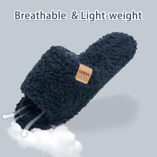 Image of GOEWY Fuzzy Open Toe Slippers for Women Indoor Cozy Memory Foam Slip On House Slides Shoes Gifts for Womens Her Mom