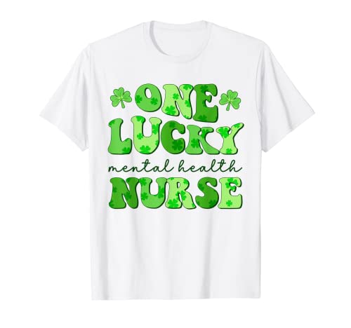 One Lucky Mental Health Nurse Retro St Patrik's Day Nursing Maglietta