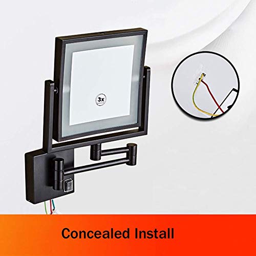 Miroir de maquillage mural 3X pour éviter les reflets flous grâce au bras pliable