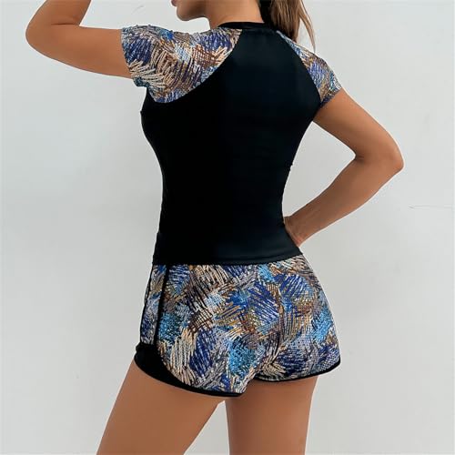 Maillot de bain 2 pièces Rushguard femme athlétique manches courtes - 7