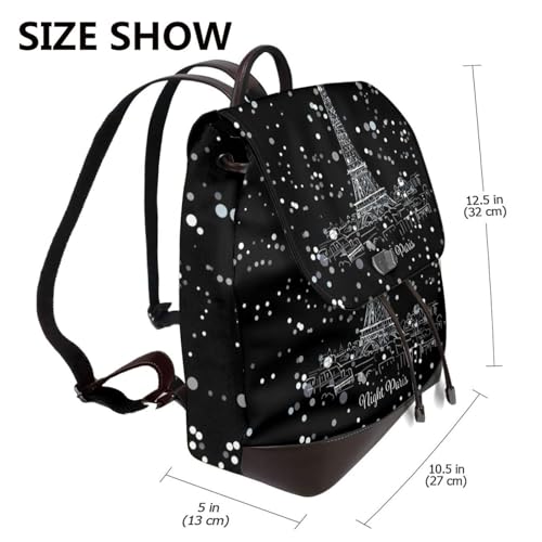 Sac à dos en cuir imprimé Tour Eiffel pour ordinateur portable