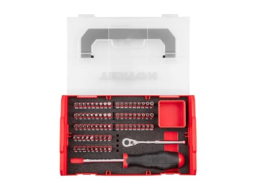 Image of TEKTON 1/4 Inch Bit Driver and Bit Set with Mini Stacking Tool Box (74-Piece) | DRV36001