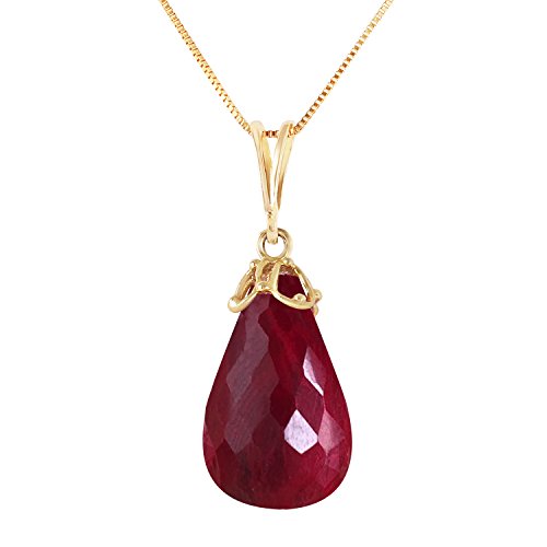 Galaxy Gold GG 14.8 CTW 14k Solid Gold Necklace Briolette Dyed Ruby Pendant