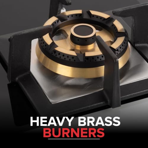 Image of BLOWHOT Pluton 3 Burner Dual Shade Auto-Ignition Gas Hob Stove - 2 Yr General Warranty 2Yr on Burner, Glass, Valve + Doorstep Service |Toughened Glass Top, 100mm 3 Ring, 90mm 2 Ring & 70mm Burner