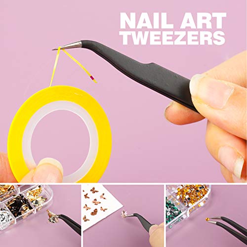 128 Rolls Nail Striping Tape Line, Fandamei 128Pcs Striping Tapes Line Adhesive Sticker + 2Pcs Nail Tape Roller Dispensers + 1Pcs Nail Art Tweezers. Nail Art Decoration Sticker Diy Nail Tip #TOP5