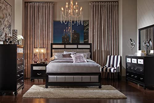Coaster Barzini Collection 35" Chest With 5 Drawers Metallic Acrylic Drawer Front Diamond Chrome Hardware Bun Feet Asian Hardwood And Okume Veneer In Black 200895 #TOP2