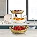 YYW 3 Tier Fruit Bowl for Kitchen Counter, White Gold Ceramic Fruit Stand for Countertop, Home Fruit Rack with Holder, Vegetable Bowl Snacks Nuts Bread Candy Storage (Gold)