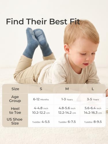 Image of Baby Toddler Essentials Non-Slip Crew Socks for Unisex Boys Girls