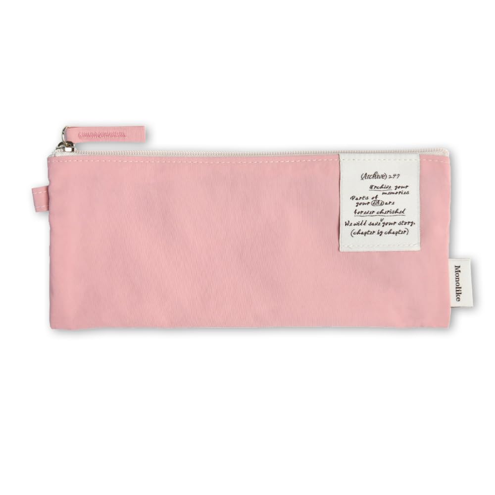 Monolike Archive 247 Flat Pencil Case, Pink - Pencil Pouch, Portable Pencil Bag, Office Pouch case, Pen case