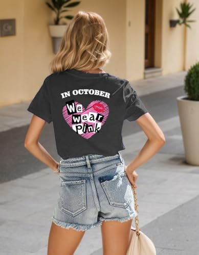 Breast Cancer Shirts for Women Cancer Awareness Shirt Pink Ribbons Tee Tops - image 5