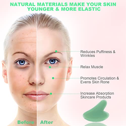 Jocule [2-Pack] Gua Sha Facial Tools, Unbreakable Natural Guasha Tool Upgrade Gua Sha Stone, Face Sculpting Tool, Massager Tool, For Face/Leg/Foot Skin Care Massage, For Body Spa. #TOP1