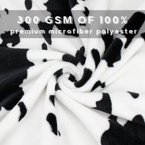 Kivee Fleece Cow Print Blanket Queen Size, Bed Blanket Soft Fuzzy Cozy Lightweight Cow Throws Warm Blankets Plush Gift Cow Home Decor 90" X 90" #TOP1