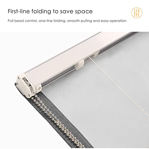 Changshade Size Custom Roman Shade,Corded Light Filtering Roman Blinds For Office,Living Room,Bedroom,Thermal Insulated,Easy Installation (Blackout, Dark Gray) #TOP3