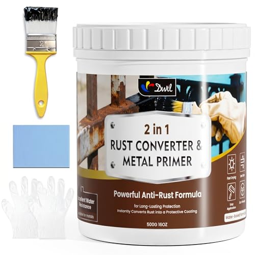 Image of DWIL High-Flow Rust Converter for Metal, ๐ฎ ๐ถ๐ป ๐ญ Water-Based Rust Reformer and Primer, Low Odor Anti-Rust Coating for Car Chassis, Truck Frame, Fence, Railing, Tools and Equipment, Black, 16 oz
