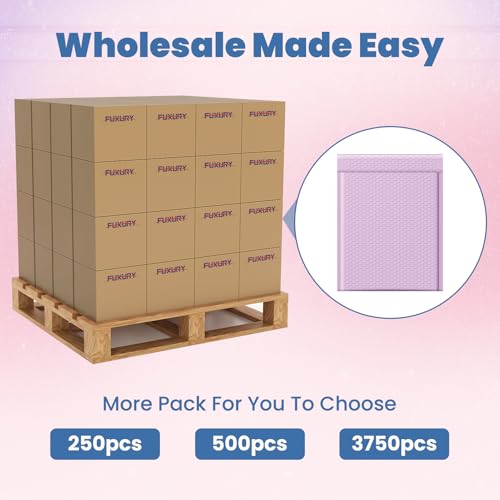Image of Fuxury Bubble Mailers 10x13 Inch Lavender 250 Pack, Opaque Padded Envelopes for Clothing, Books, Makeup & Accessories, Self Seal Shipping Bags for Small Business