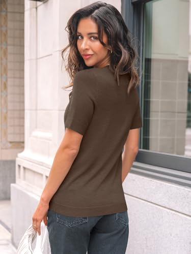 LILLUSORY Spring Sweater Short Sleeve Shirts for Women Work Tops Business Casual Summer Dressy Outfits Professional Clothes4