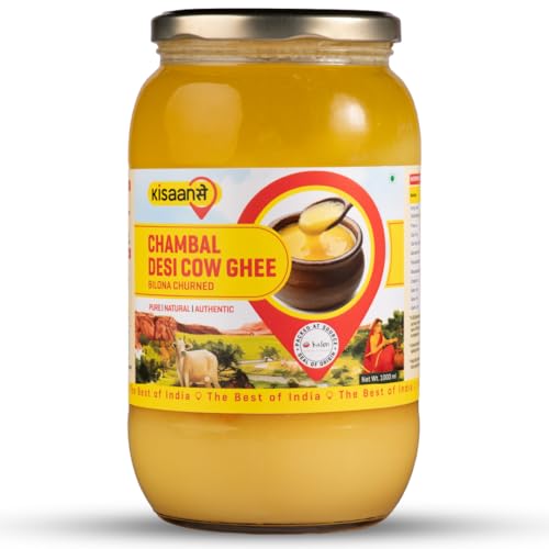 Image of Kisaansay Chambal Desi Cow Ghee 1L | 100% Pure Desi Cow Ghee | Traditionally Bilona Churned | Promotes Gut & Heart Health | Immunity Booster | Rich in Nutrients | Vedic Method | Authentic Ghee (1L)