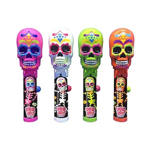 Flix Halloween Candy Day of the Dead Skull Pop-Ups Lollipop Packs - 12 Count Display Box