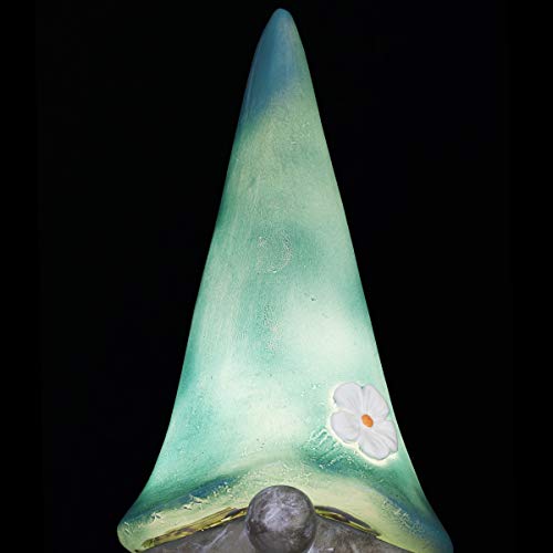 Exhart Garden Sculpture, Meditating Yoga Solar Garden Gnome Statue, Led Flower Hat, Outdoor Garden Decoration, 7 X 11.5 Inch, Teal #TOP7