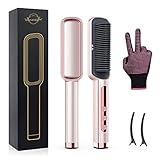 Hair Straightener Brush, Fast Heating Ceramic Hair Straightening Comb with 15 Temp Settings, LED Display & Anti-Scald, Auto-Off, Home Hair Salon for Frizz-Free Silky Hair