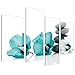 Wallfillers Canvas 4072 Toile en 4 panneaux Motif floral Turquoise XL 130 cm