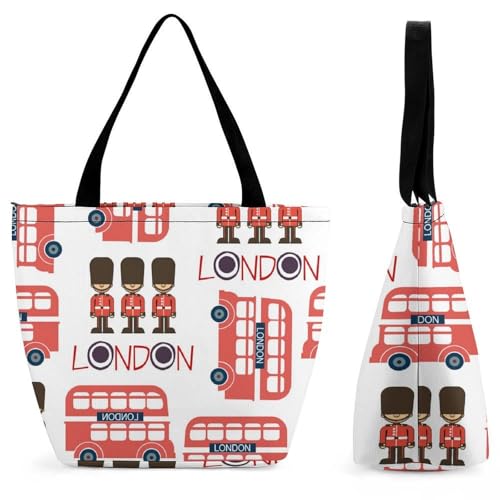 Sac de shopping pour voyage bus rouge de Londres à grande capacité avec bandoulière