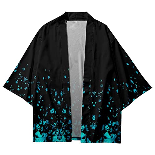 Image of HAORUN Men Japanese Kimono Coat Loose Yukata Outwear Long Bathrobe Tops Vintage