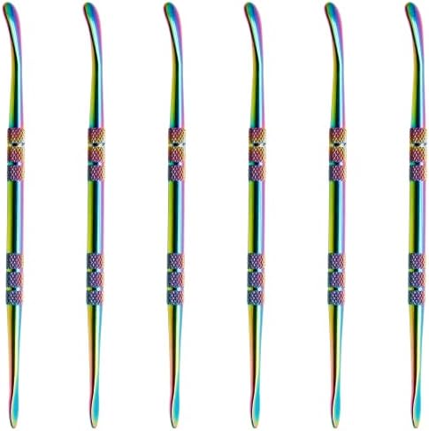 HARSKIYER 6pcs Wax Carving Tools, 4.75 Inch Stainless Steel Double-Ended Sculpting Spoon Tool Clay Sculpting Tools Wax Carving Sculpting Tools (Rainbow)