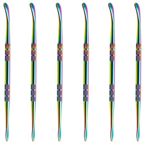 Harskiyer 6Pcs Wax Carving Tools, 4.75 Inch Stainless Steel Double-Ended Sculpting Spoon Tool Clay Sculpting Tools Wax Carving Sculpting Tools (Rainbow) #TOP29