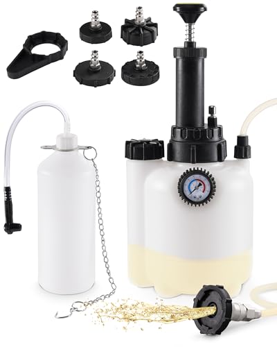 3L Brake Fluid Bleeder Kit - One Man Brake Pressure Bleeding w/ 1L Catch Bottle, Automotive Manual Power Bleeder Vacuum Pump, 4 Adapters (43.5/45/49.5/50.7mm) for Most Master Cylinders