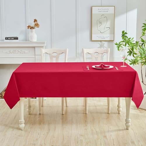 HomeJoy DarkRed 60x144 Rectangular Polyester LinenFarmhouse Tablecloth by HomeJoy - Used condition - Image 5