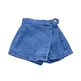 Hosen Mädchen Jeans-Skort für Mädchen, lässiges Sommer-Outfit, bequem, dehnbar, weich, atmungsaktiv, lockere Passform, für Kleinkinder bis Kinder im Alter von 3 bis 12 Jahren (Blue, 5-6 Years)