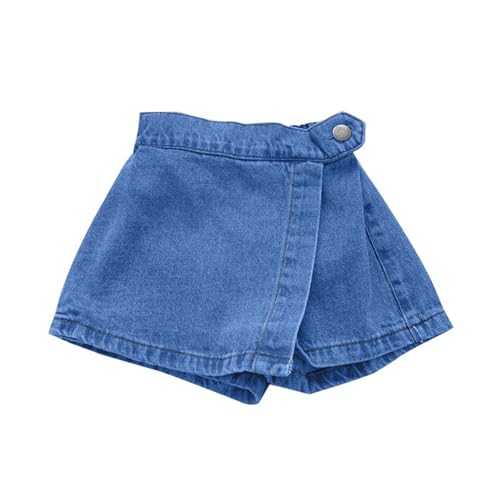 Girls Denim Skort Casual Summer Outfit Comfortable Stretchy Soft Breathable Loose Fit Toddler to Kids Age 3-12 Years, blue, 9-10 Years