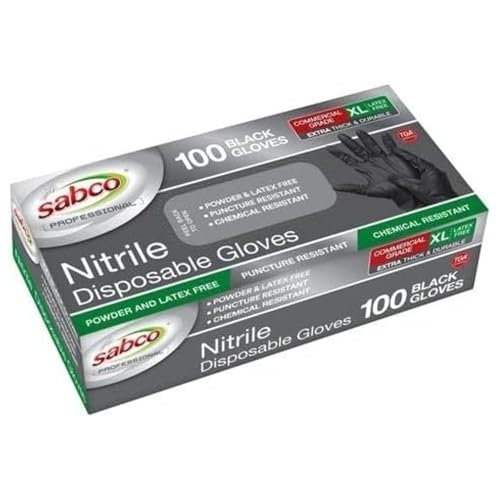Sabco Black Extra Protection Nitrile Gloves 100 Pack - Extra Large