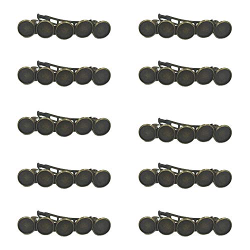 10 Pieces Metal Hair Clips With Blank Round Tray Base Fits 12Mm Round Hair Clip Cabochon Settings Hair Barrettes With Blank Hairgrip Base Trays For Diy Hair Accessories Making, Antique Bronze #TOP4