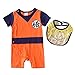 Mono de Manga Corta para bebé Dragon Ball Goku Mameluco para bebé Mono Lindo de algodón + Baberos Conjunto de 2 Piezas