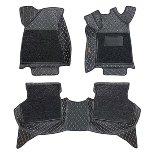 Image of 7D Premium Leatherette Car Foot Mat for Jaguar F-Type (2018-2024) | Luxurious & Elegant Look | 100% Waterproof and Dust Proof | Custom Fitted 7D Car Floor Tray Mat - Black with Beige