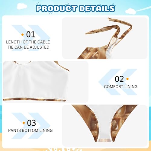 Milk Caramel Toasted Pecans Ice Cream Girls Tankini Swimsuit Kids Bikini Sets 2 Pcs Bathing Suit 3T4