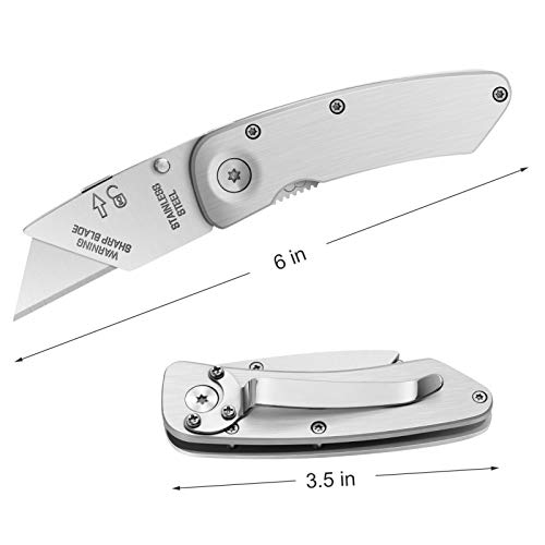 Utility Knife box cutter Replacement Blades Heavy Duty High Carbon Steel Box Cutter Razor ,Blade Storage with 20 Blades, 2-pack
