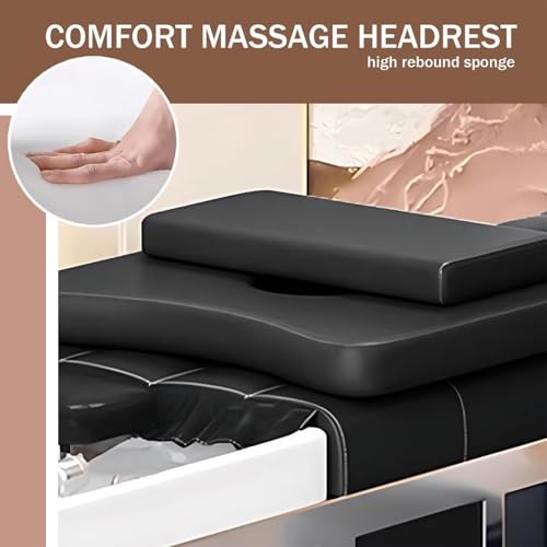 Hlixzoy B,Stainless Steel Head Treatment Shampoo Bed, Shampoo Bed with Black Luxury Stripe Design, Beauty Bed Includes Ample Storage Space, Water Heater Suitable for Salon - Image 7