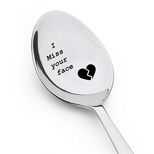 Cucchiaio con incisione I Miss your Face (Mi manca il tuo viso), ottimo regalo per fidanzato, per lui, per lei,...