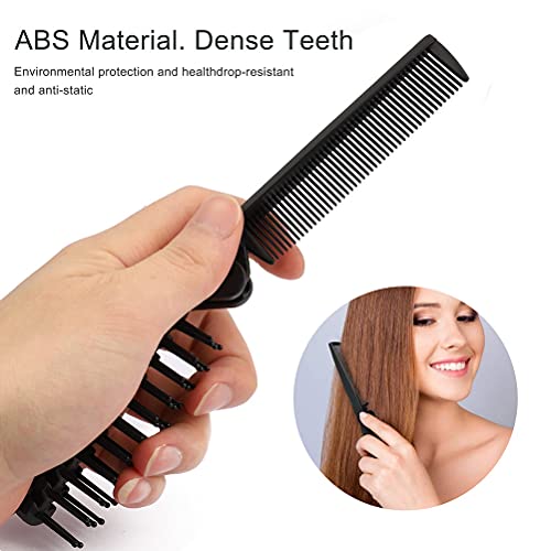 Folding Hair Brush and Comb, Plastic Portable Travel Hair Brush Pocket Hair Comb Double Headed Massage Hair Comb for Thick, Thin Hair (Black) - Image 4
