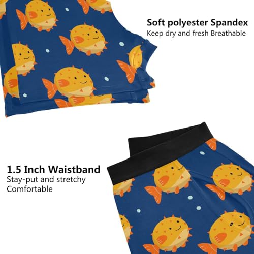 Men's Cute Puffer Fish Boxer Briefs Soft Comfort Stretch 4 Inch Inseam Underwear with Fly4