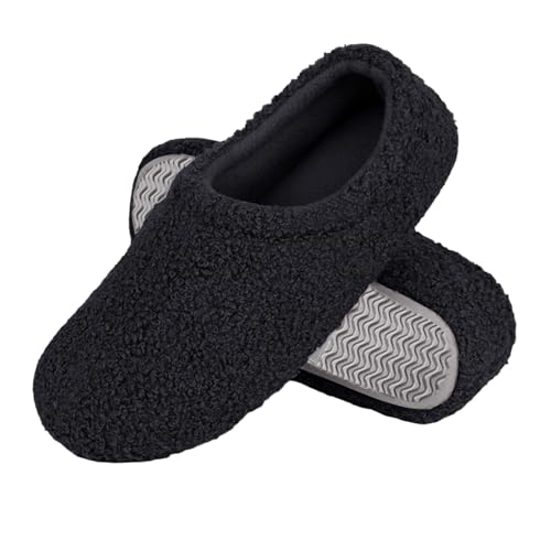 House Slippers for Women Memory Foam Lightweight House Shoes Cozy Closed Back Slippers Curly Loafer with Polar Fleece Lining Indoor Outdoor