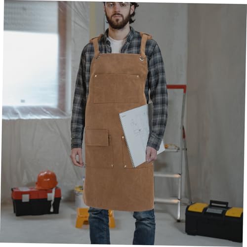 Delantal de lona resistente para trabajo ajustable con bolsillos para hombre 5